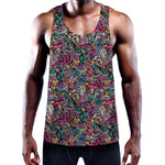 Abstract Music Pattern Print Training Tank Top