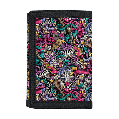 Abstract Music Pattern Print Trifold Wallet