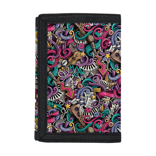 Abstract Music Pattern Print Trifold Wallet