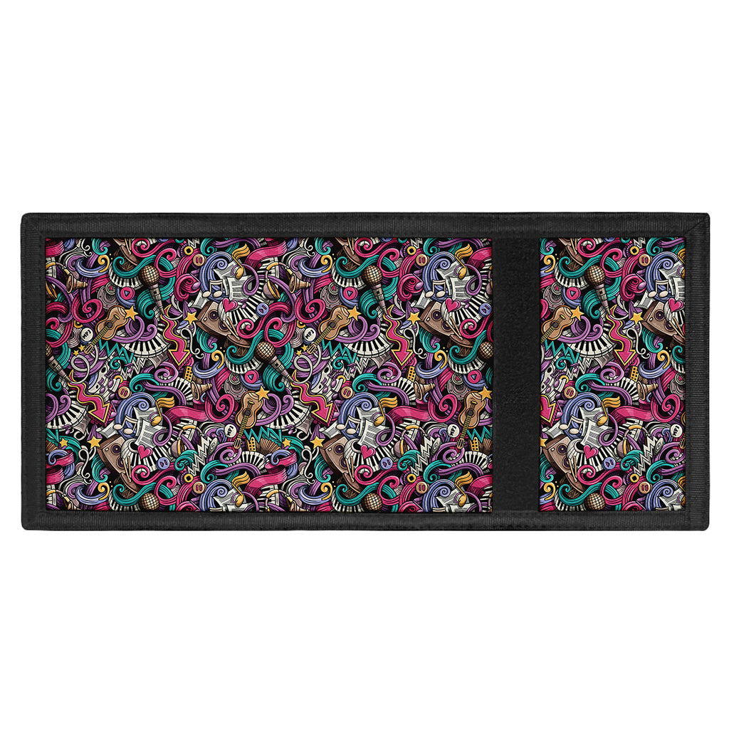 Abstract Music Pattern Print Trifold Wallet
