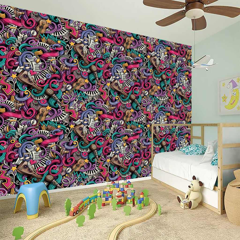 Abstract Music Pattern Print Wall Sticker