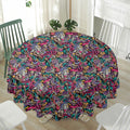 Abstract Music Pattern Print Waterproof Round Tablecloth