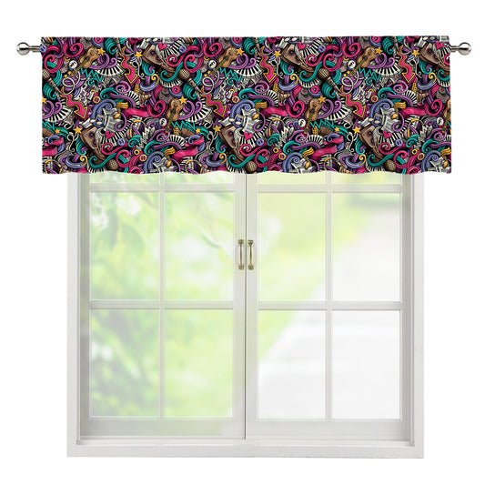 Abstract Music Pattern Print Window Valance