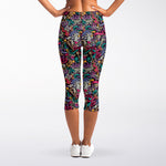 Abstract Music Pattern Print Women's Capri Leggings