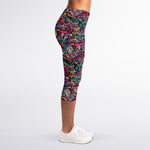 Abstract Music Pattern Print Women's Capri Leggings