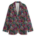 Abstract Music Pattern Print Women's Cotton Blazer