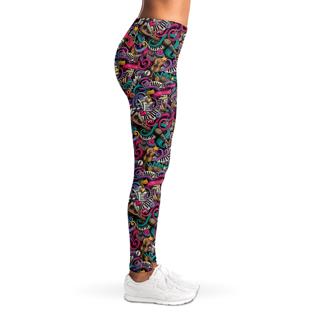 Abstract Music Pattern Print Women's Leggings