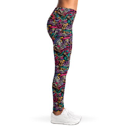 Abstract Music Pattern Print Women's Leggings