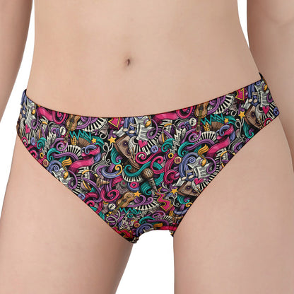 Abstract Music Pattern Print Women's Panties
