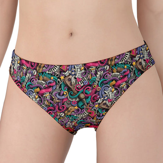 Abstract Music Pattern Print Women's Panties