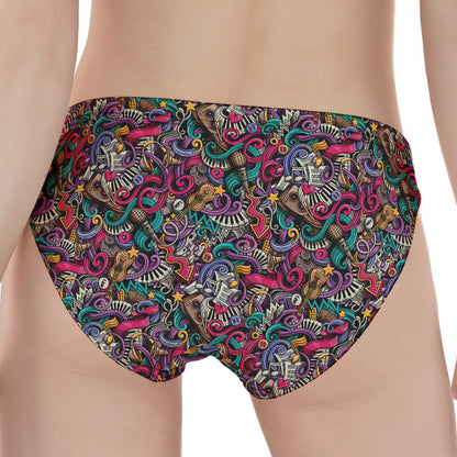 Abstract Music Pattern Print Women's Panties
