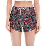 Abstract Music Pattern Print Women's Split Running Shorts