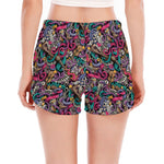 Abstract Music Pattern Print Women's Split Running Shorts