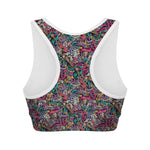 Abstract Music Pattern Print Women's Sports Bra