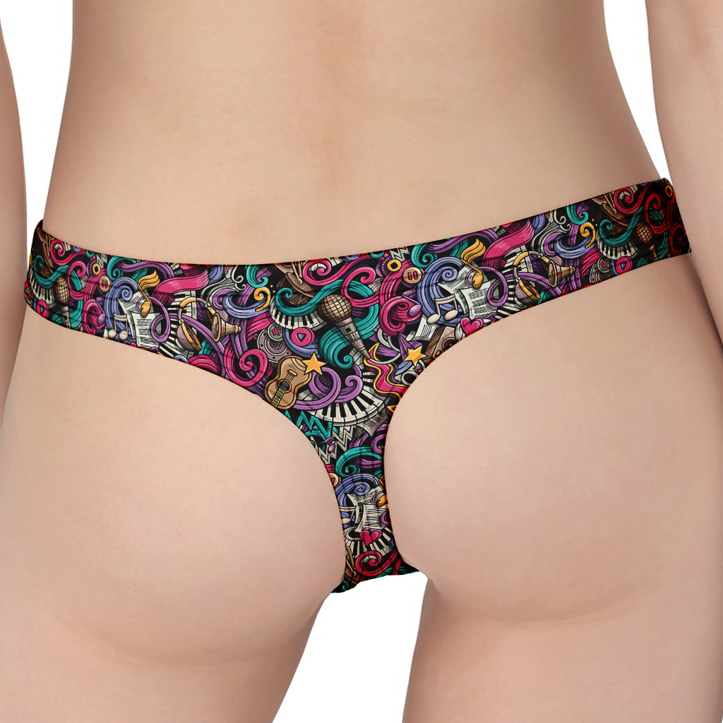 Abstract Music Pattern Print Women's Thong