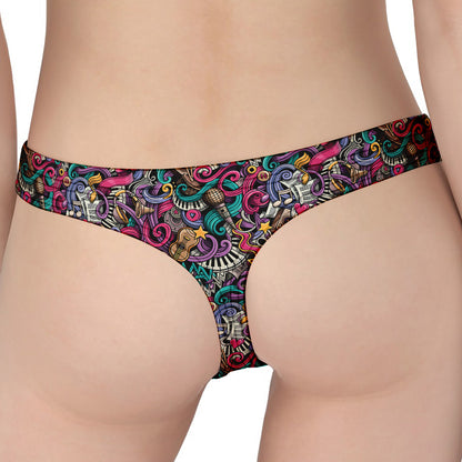 Abstract Music Pattern Print Women's Thong