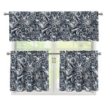Abstract Nautical Anchor Pattern Print 3 Piece Kitchen Curtains