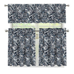 Abstract Nautical Anchor Pattern Print 3 Piece Kitchen Curtains