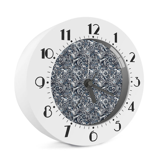 Abstract Nautical Anchor Pattern Print Alarm Clock