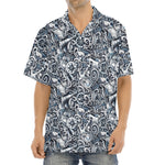 Abstract Nautical Anchor Pattern Print Aloha Shirt