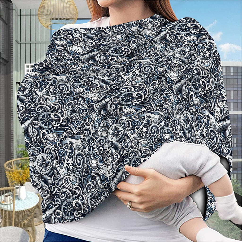 Abstract Nautical Anchor Pattern Print Baby Seat Cover