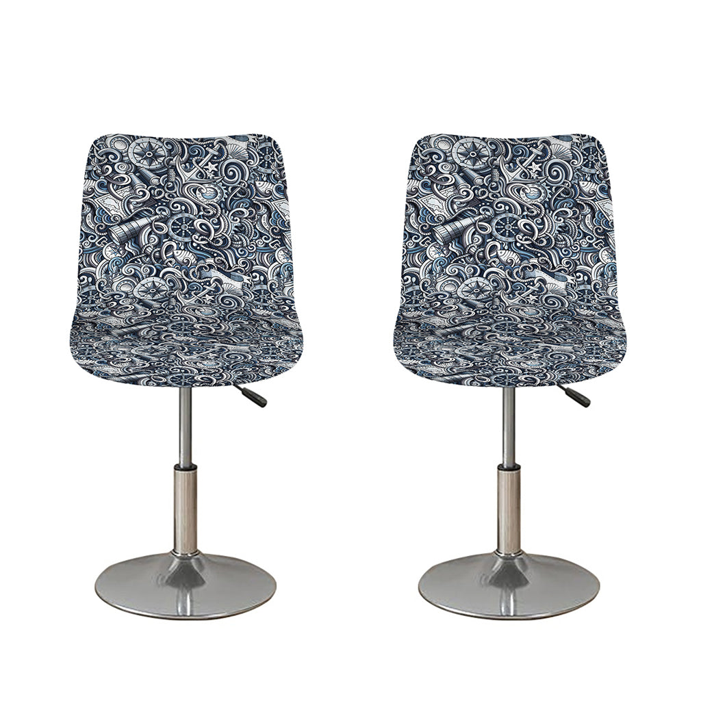 Abstract Nautical Anchor Pattern Print Bar Stool Covers