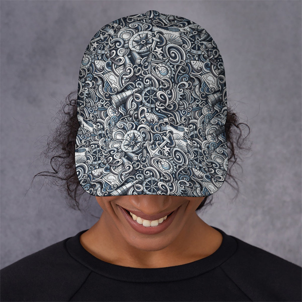Abstract Nautical Anchor Pattern Print Baseball Cap