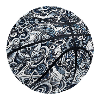 Abstract Nautical Anchor Pattern Print Basketball
