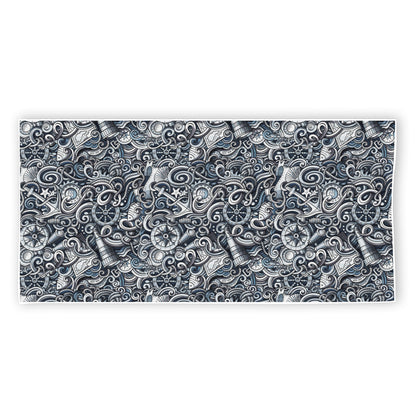 Abstract Nautical Anchor Pattern Print Beach Towel