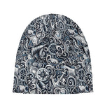 Abstract Nautical Anchor Pattern Print Beanie