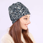 Abstract Nautical Anchor Pattern Print Beanie