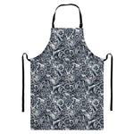 Abstract Nautical Anchor Pattern Print Bib Apron With Pocket