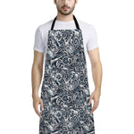 Abstract Nautical Anchor Pattern Print Bib Apron With Pocket