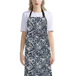 Abstract Nautical Anchor Pattern Print Bib Apron With Pocket