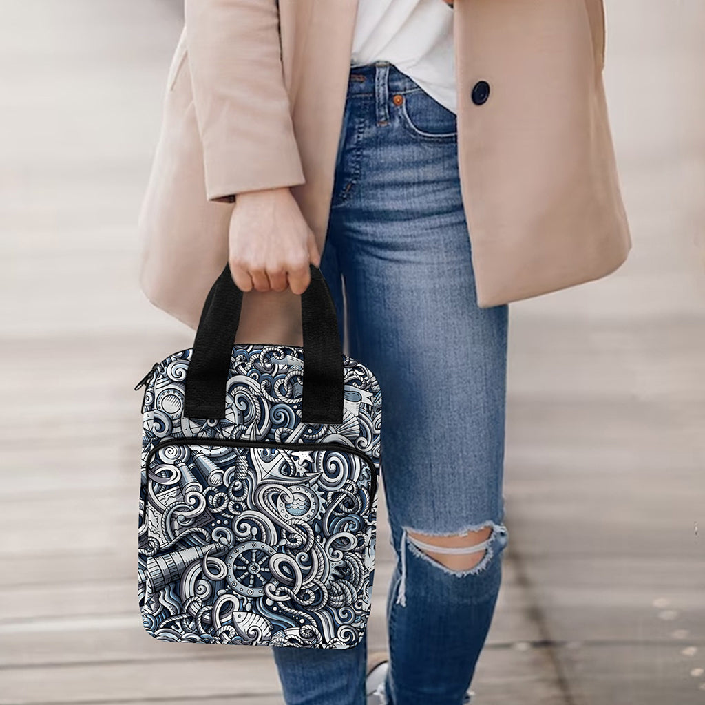 Abstract Nautical Anchor Pattern Print Bible Tote Bag