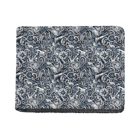 Abstract Nautical Anchor Pattern Print Bifold Wallet
