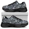 Abstract Nautical Anchor Pattern Print Black Chunky Shoes