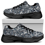 Abstract Nautical Anchor Pattern Print Black Chunky Shoes