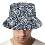 Abstract Nautical Anchor Pattern Print Bucket Hat