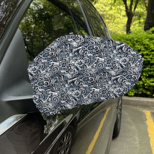 Abstract Nautical Anchor Pattern Print Car Side Mirror Covers
