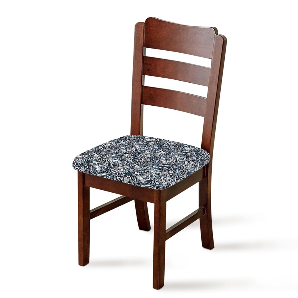 Abstract Nautical Anchor Pattern Print Chair Cushion Cover