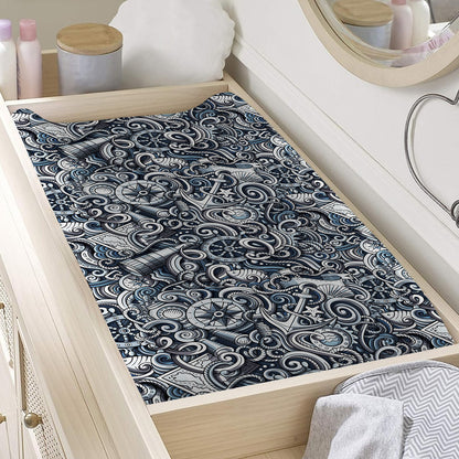 Abstract Nautical Anchor Pattern Print Changing Pad Cover