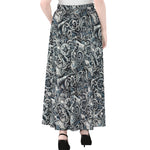Abstract Nautical Anchor Pattern Print Chiffon Maxi Skirt