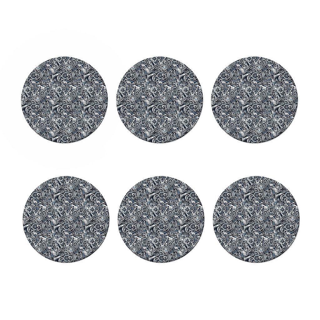 Abstract Nautical Anchor Pattern Print Coaster Set