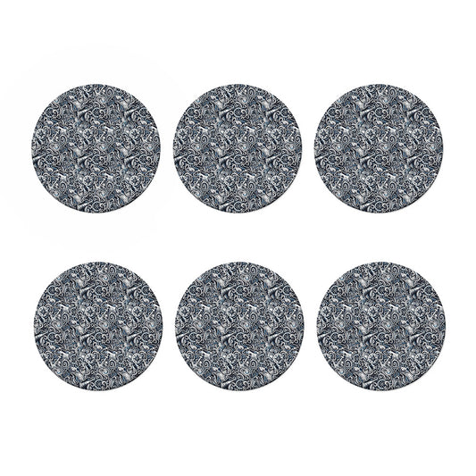 Abstract Nautical Anchor Pattern Print Coaster Set