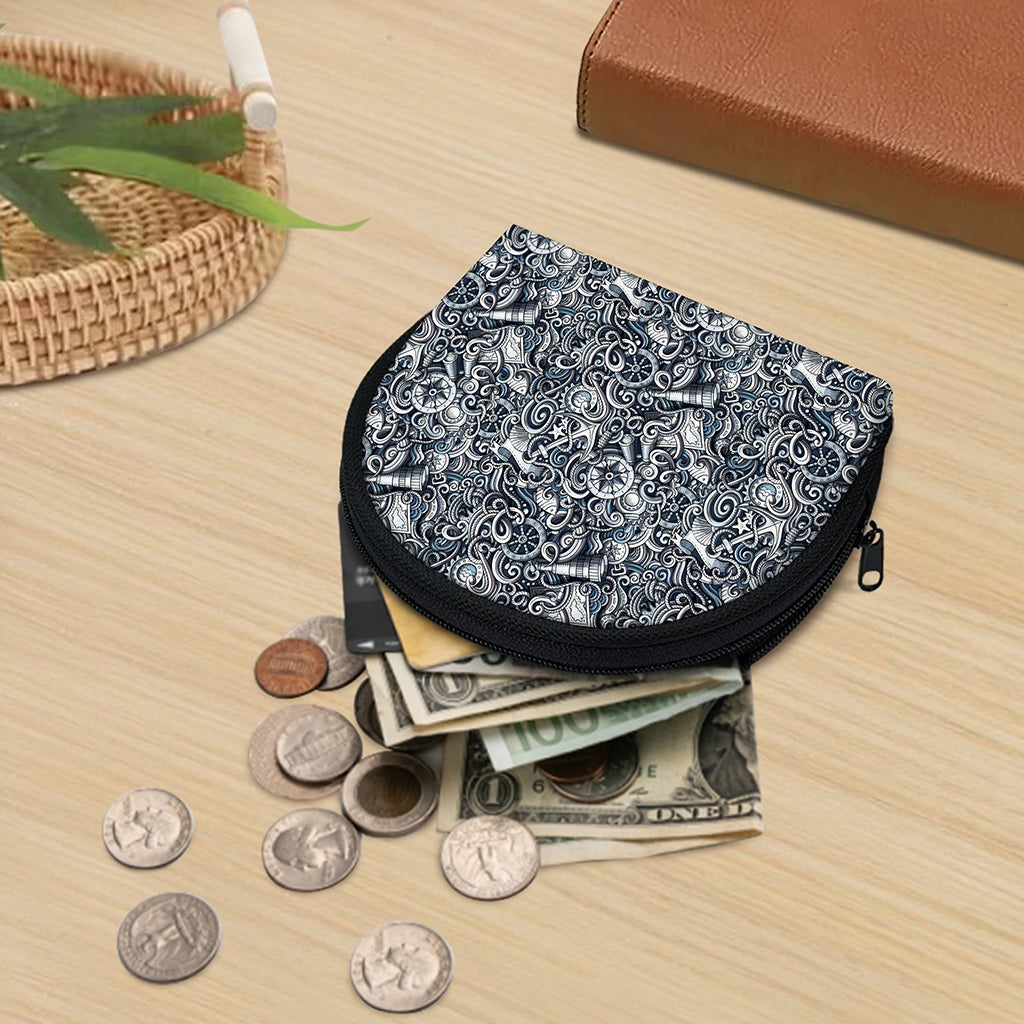 Abstract Nautical Anchor Pattern Print Coin Purse