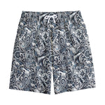 Abstract Nautical Anchor Pattern Print Cotton Shorts