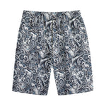 Abstract Nautical Anchor Pattern Print Cotton Shorts