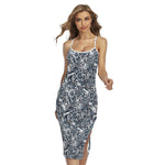 Abstract Nautical Anchor Pattern Print Cross Back Cami Dress