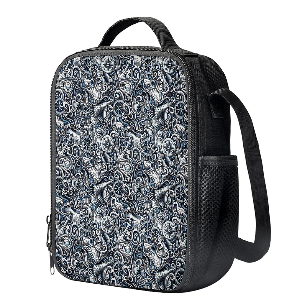 Abstract Nautical Anchor Pattern Print Crossbody Lunch Bag